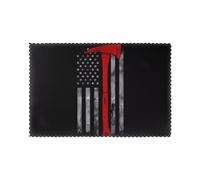 YUGTAEE Lot de 6 sets de table imprimés de hache de pompier rouge pour table de salle à manger, design épais et robuste pour une excellente résistance à l'usure, une bonne résistance aux plis