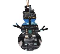 YUGTAEE Ornements de Noël en bois en forme de bonhomme de neige 1 pièce Avion Cockpit imprimé à suspendre