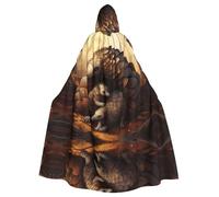 YUGTAEE Pangolin Cape à capuche imprimée pour adulte Motif imprimé Halloween Pour jeux de rôle, costumes de scène, fêtes Entretien facile