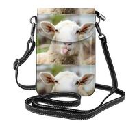 Yugtaee Petit sac à main pour téléphone portable 19,3 x 12,4 cm - Langue de mouton coquine amusante - Imprimé animal mignon - Étui à rabat en cuir pour femme, parfait pour la marche, le camping