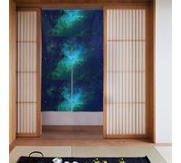 YUGTAEE Rideau photo vert galaxie en deux pièces épissées 86,4 x 142,2 cm rideaux en tissu séparateur de pièce pour accrocher entre les pièces, aux portes