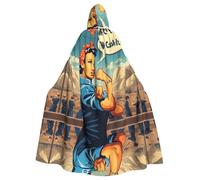 YUGTAEE We Can Do It Cape à capuche imprimée pour adulte pour jeux de rôle, costumes de scène, fêtes Facile d'entretien