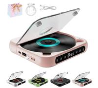 Yuguz Lecteur CD portable, compatible Bluetooth, mini lecteur CD rechargeable, avec Bluetooth 5.3, haut-parleurs HiFi intégrés pour la maison, le bureau, les voyages (rose)