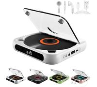 Yuguz Portable CD Player, 2025 New Portable Bluetooth-Compatible CD-Player, Rechargeable CD Player with Bluetooth 5.3, Built-in HiFi Speakers, Supports CD/AUX/USB and Repeat Modes (White)