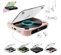 Yuguz Portable CD Player, Bluetooth-Compatible CD-Player with Headphones, Supports CD/USB/BT and Repeat Modes, Mini Rechargeable Speaker for Home, Office, Travel (Pink)