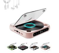 Yuguz Portable CD Player, New Bluetooth-Compatible CD-Player with Headphones, Portable Bluetooth-Compatible CD-Player, Supports CD/AUX/USB and Repeat Modes, Built-in HiFi Speakers (Pink)