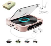 Yuguz Portable CD Player, New Bluetooth-Compatible CD-Player with Headphones, Rechargeable CD Player with Bluetooth 5.3, Built-in HiFi Speakers, for Home, Office, Travel (Pink)