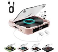 Yuguz Portable CD Player, Portable Bluetooth-Compatible CD-Player, Rechargeable, Supports CD/USB/BT and Repeat Modes, for Home, Office, Travel (Pink)