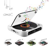 Yuguz Portable CD Player, Portable Bluetooth-Compatible CD-Player, Supports CD/USB/BT and Repeat Modes, Mini Rechargeable Discman, Built-in HiFi Speakers, for Home, Office, Travel (White)