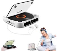 Yuguz Portable CD Player,Portable Bluetooth-Compatible CD-Player with Headphones,Built-in HiFi Speakers,Supports CD/USB/BT and Repeat Modes,for Home, Office, Trave (White)