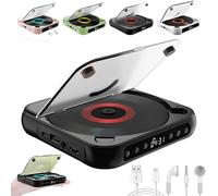 Yuguz Portable CD Player, Portable CD Player with Bluetooth, Supports CD/USB/BT and Repeat Modes, Built-in HiFi Speakers, LCD Screen, Rechargeable, with Headphones for Home, Car, Travel (Black)