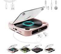 Yuguz Portable CD Player, Yuguz Portable Bluetooth-Compatible CD-Player, Bluetooth Compatible Small CD-Players with Headphones, Built-in HiFi Speakers, Supports CD/AUX/USB and Repeat Modes (Pink)