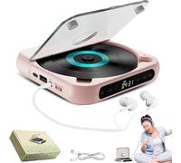 Yuguz Portable CD Player, Yuguz Portable Bluetooth-Compatible CD-Player, Rechargeable with Speakers Headphones, Supports CD/AUX/USB for Home, Office, Travel (Pink)