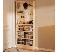 YUGXTH Bibliothèque Étroite Derrière La Porte a 4 Niveaux, Bibliothèque Derrière La Porte avec Crochets, Organisateur de Rangement Derrière La Porte for L'étude(Natural A,23.6x70in/60x178cm)