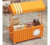 YUGXTH Chariot de nourriture mobile avec auvent, chariot commercial mobile avec roues et auvent, étal de dessert pour marchés de rue (orange, 120 cm)
