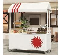 YUGXTH Chariot de nourriture mobile avec auvent, chariot commercial mobile avec roues et auvent, stand de dessert pour marchés et rues (blanc, 120 cm)