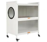 YUGXTH Double Couche en Métal Maison de Toilette Chat, Meubles de Bac a Litière Cachés avec Roues Pivotantes a 360 °, Armoire de Bacs a Litière for Chat for Salon Chambre(White A)