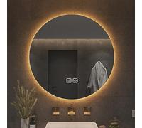 YUGXTH Miroir de Salle de Bain Rond avec Lumière LED, Miroir Rond Multifonction Mural avec Coussin Anti-buée, Lumière LED 3 Couleurs À Intensité Variable (Color : A, Size : 40cm/15.7in)