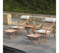 YUGXTH Petite Table extérieur avec Chaise Longue d'extérieur, Chaise Table Balcon Résistant aux intempéries Petit Salon de Jardin pour Bord de Piscine ou véranda(2 Chairs,with Footstool)