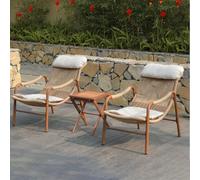YUGXTH Petite Table extérieur avec Chaise Longue d'extérieur, Chaise Table Balcon Résistant aux intempéries Petit Salon de Jardin pour Bord de Piscine ou véranda(2 Chairs,Without Footstool)
