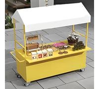 YUGXTH Support alimentaire mobile avec roulettes, chariot de vendeur portable avec auvent et planche télescopique, support de vendeur de nourriture de rue pour marchés, foires, événements, facile à