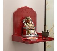 YUGXTH Table D'autel Murale, Table de Sanctuaire en Bambou, Tables D'offrande Chinois, Tables de Méditation avec Rangement for Petits Espaces(Rosso,12.6x9.8x9.8in)