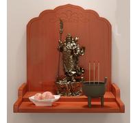 YUGXTH Table D'autel Murale, Table de Sanctuaire en Bambou, Tables D'offrande Chinois, Tables de Méditation avec Rangement for Petits Espaces(Orange,16.9x14.5x16.5in)