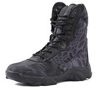 YUHAI Bottes de combat pour hommes, Python Imprimer Camouflage Bottes tactiques imperméables, chaussures de trekking respirantes,Black python pattern-45(UK 11)