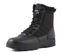 YUHAI Chaussures Utilitaires de Travail pour Hommes Bottes Tactiques Militaires Bottes Militaires mi-Cheville imperméables Bottes de Combat Respirantes Ultra-légères pour l'extérieur,Black-46(UK11.5)