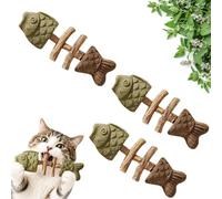 Yuhaidzsw Herbe à chat et Silvervine - Jouet à mâcher créatif en forme d'os de poisson - Jouet à mâcher comestible pour animaux domestiques d'intérieur - Bâton de dents interactif pour chats (3 pièces