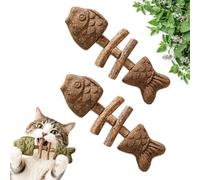 Yuhaidzsw Herbe à chat et Silvervine - Jouet à mâcher créatif en forme d'os de poisson - Jouet à mâcher comestible pour animaux domestiques d'intérieur - Bâton de dents interactif pour chats