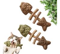 Yuhaidzsw Herbe à chat et Silvervine - Jouet à mâcher créatif en forme d'os de poisson - Jouet à mâcher comestible pour animaux domestiques d'intérieur - Bâton de dents interactif pour chats