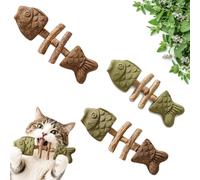Yuhaidzsw Herbe à chat et Silvervine - Jouet à mâcher créatif en forme d'os de poisson - Jouet à mâcher comestible pour animaux domestiques d'intérieur - Bâton de dents interactif pour chats (mélange