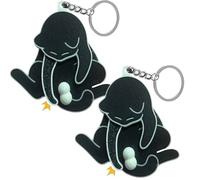 Yuhaidzsw Porte-clés interactif chat malicieux jouant avec ses boules rotatives Pendentif amusant, 2 noirs., taille unique