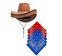 YUHANGCIYE Lot de 12 Chapeaux de Cowboy Occidentaux et Bandanas pour Fête Prénuptiale, Chapeau de Cowgirl avec Foulard, Costume pour Adulte, Accessoires