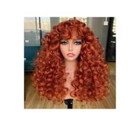 YUHANXINHESHE 17 inch Long Curly Wigs with Bangs for Women Synthetic Hair Wig Vintage Hairstyle for Daily Use Party Cosplay Ajoute Le Volume des Cheveux(Ginger Orange)
