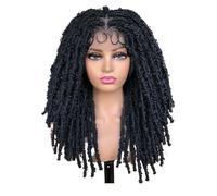 YUHANXINHESHE 20 inch Full Lace Braided Wigs for Women Crochet Hair Dreadlocks Faux Locs Wig Braids Extensions Synthetic Hair Ajoute Le Volume des Cheveux(1B)