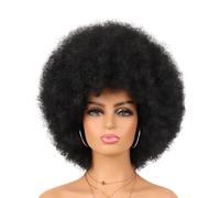 YUHANXINHESHE Perruque Afro années 70 for Femmes Noires, Perruques synthétiques bouclées et Bouffantes résistantes à la Chaleur, for Un Usage Quotidien et de fête Ajoute Le Volume des Cheveux