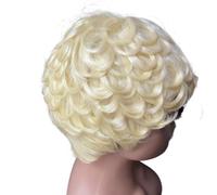 YUHANXINHESHE Perruques bou s Coupe Lutin for Femmes Noires Cheveux Humains sans Colle Perruques Courtes en Couches avec Frange for Un Usage Quotidien Ajoute Le Volume des Cheveux(Blonde)