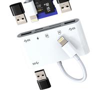 YUHG-Adaptateur Lightning Vers Usb Micro Sd Lecteur De Carte Chargeur 6 En 1 Pour Iphone 13 14 Pro Max Pour Ipad Dongle Pour Apple Mfi Certifié Hub Câble Tf Otg Caméra Cordon De Mémoire Convertisseur