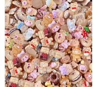 YUHGFD 100 / 200pcs CHARMES DE Slime DE Resin Assortis, Fruits Transparents Doux Mignons Donuts Flatback Charmes pour l'artisanat, Bricolage, Scrapbooking, embellissements