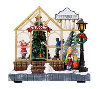 yuhlkopm Décoration de Noël en résine, scène de Village, Maison avec lumières LED, décoration Festive pour la Maison, Cadeau Noël