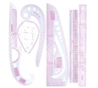 YUHOME Lot de 6 règles métriques françaises, en plastique, pratiques, pour vêtements, magasin de vêtements, 57 cm, y compris 2 droites, 1 virgule, 1 manchon, 1 vêtements, 1 règle à bouton