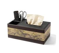 Yuhtech Boîte à mouchoirs en cuir synthétique avec compartiments, boîte à mouchoirs, boîte à mouchoirs avec 2 compartiments, boîte de rangement pour fournitures de bureau, cosmétiques, télécommandes