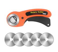 Yuhtech Cutter rotatif de 45 mm pour tissu avec 5 lames extra tranchantes de 45 mm, poignée ergonomique pour tissu, cuir, artisanat, couture, matelassage