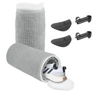 Yuhtech Lot de 2 sacs de machine à laver à chaussures, sac de nettoyage de chaussures avec 2 embauchoirs réglables, fibres moelleuses pour un nettoyage enveloppant à 360 °, sac à chaussures