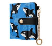 Yuiboo Blue Orca Killer Portefeuille pliable minimaliste imperméable 7 emplacements pour cartes pour le shopping, Tue-orques bleus, one size, Art déco