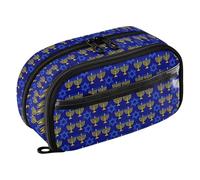 Yuiboo Blue Star Menorah Trousse à crayons avec double fermeture éclair imprimée résistante à l'usure pour adolescentes filles garçons