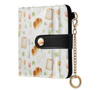 Yuiboo Bread & Tulips Portefeuille compact pliable en cuir synthétique pour femmes, garçons et filles Blanc clair