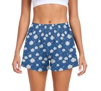 Yuiboo Cloud Arrow Short de sport bleu marine pour femme Taille élastique pour adolescentes, Cloud Arrow Bleu marine, Taille XL
